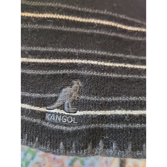 Kangol Black Wool Blanket Stripes Scarf 10.5" x 65" - Picture 6 of 8